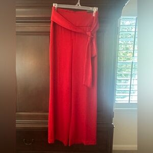 NWT Express Red Wide-Leg Pants with Tie Waist